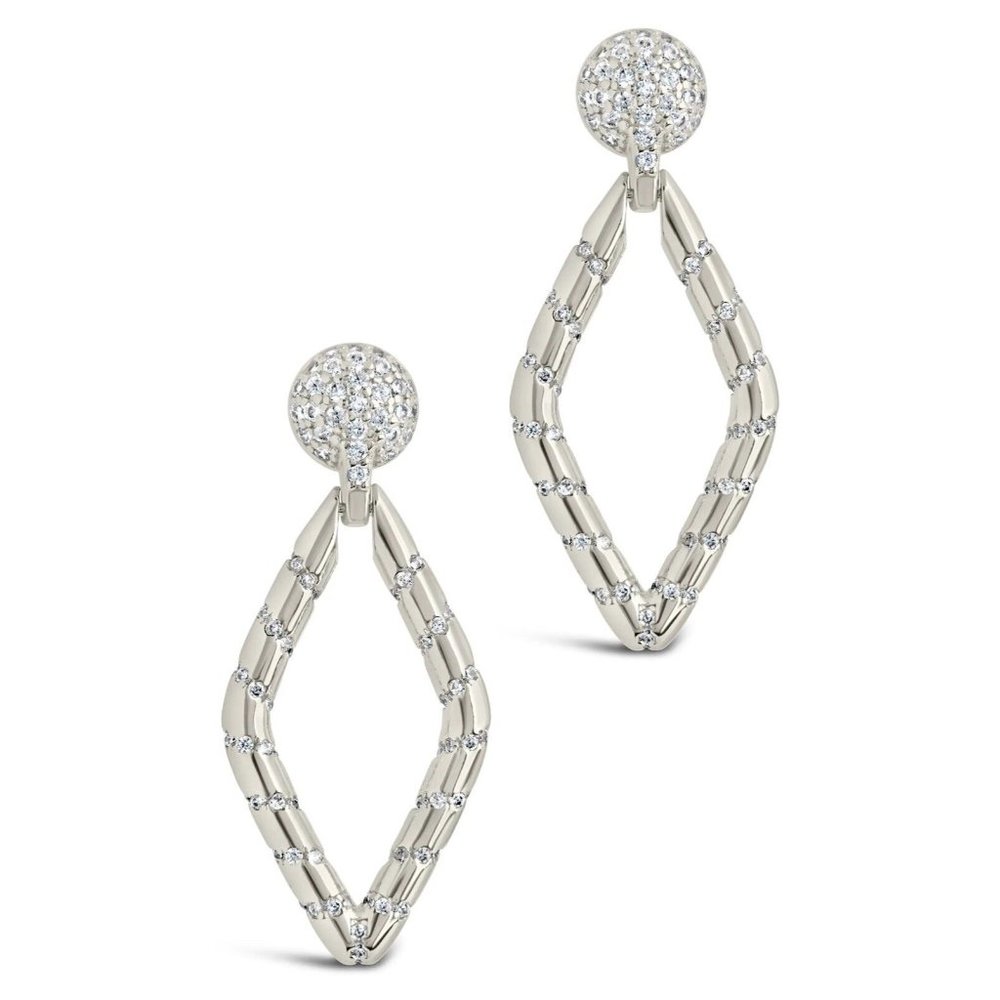 earring 14k gold plated Silver Geometric - Picture 2 of 4